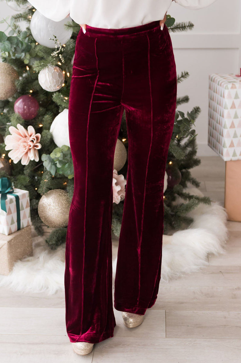 Cheerful Velvet Seam Flares Pants