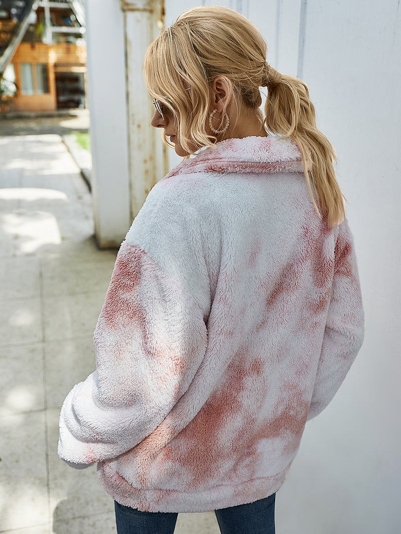 Tie Dye Shaggy Fleece Jacket