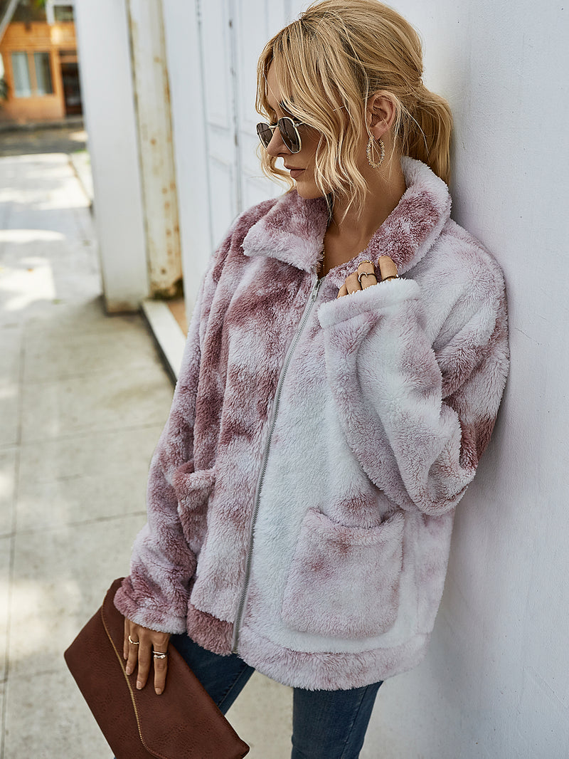 Tie Dye Shaggy Fleece Jacket