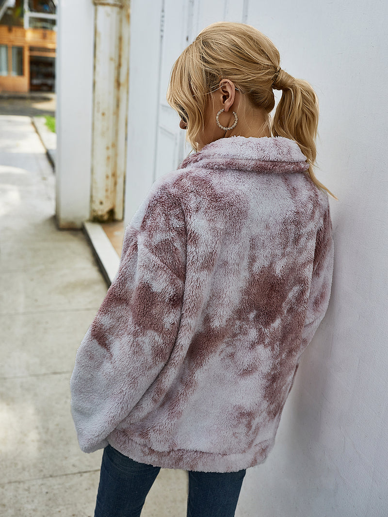 Tie Dye Shaggy Fleece Jacket