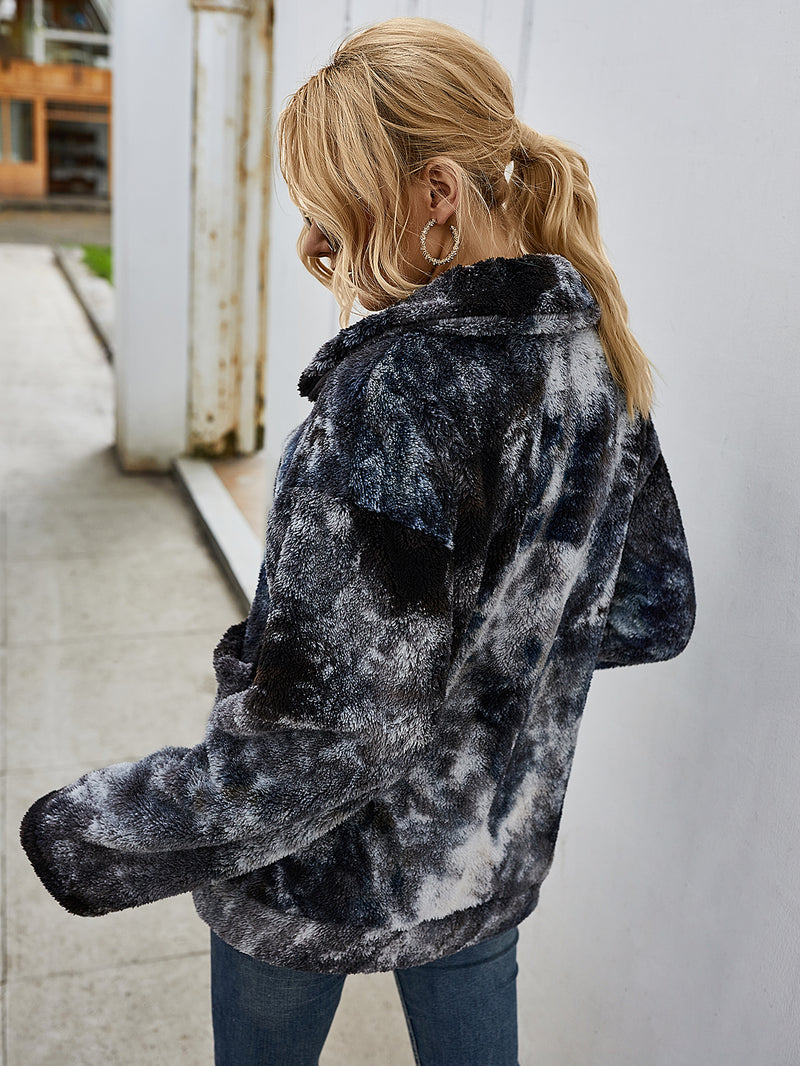 Tie Dye Shaggy Fleece Jacket