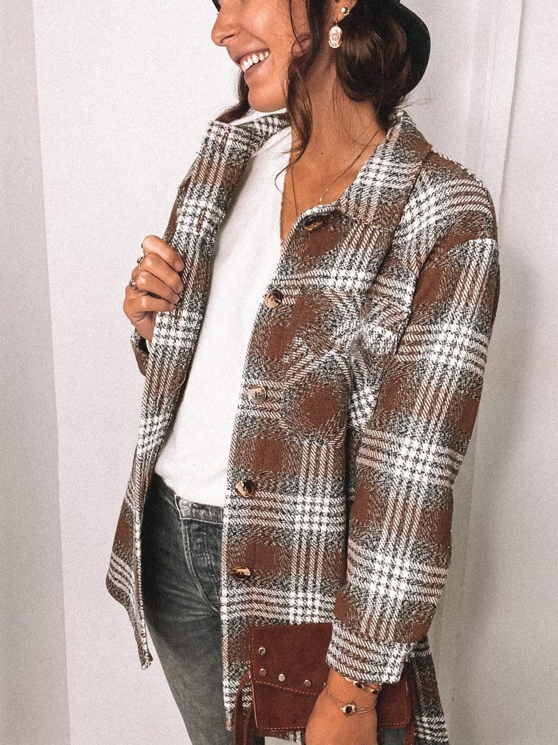 Long Sleeve Button Down Collar Plaid Shirt