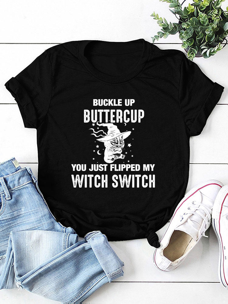 Buckle Up Crew Neck Short Sleeve T Shirt