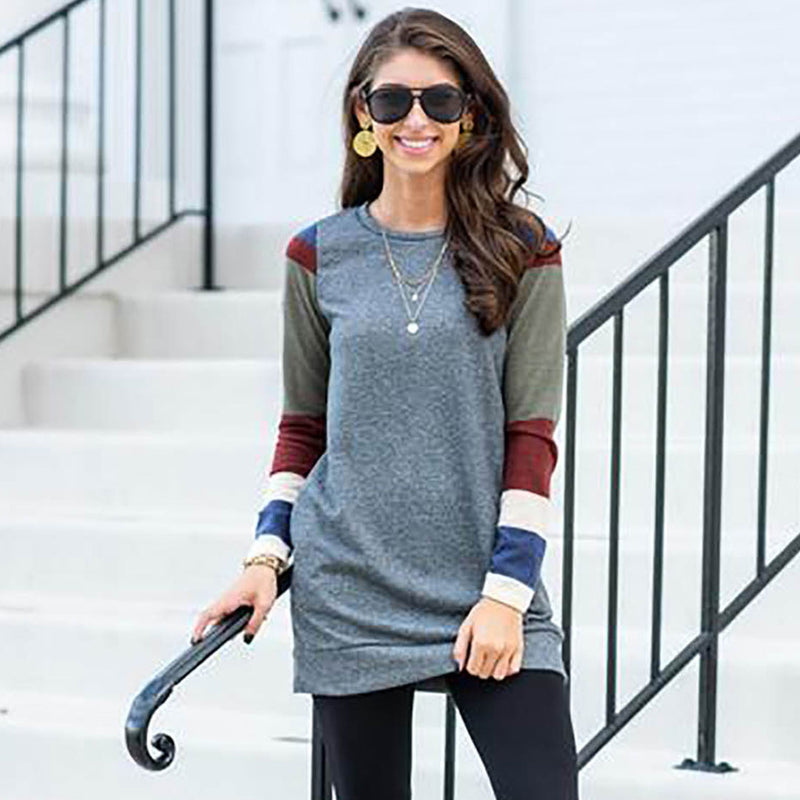 Long Sleeve Simple Scoop Neck T-shirt