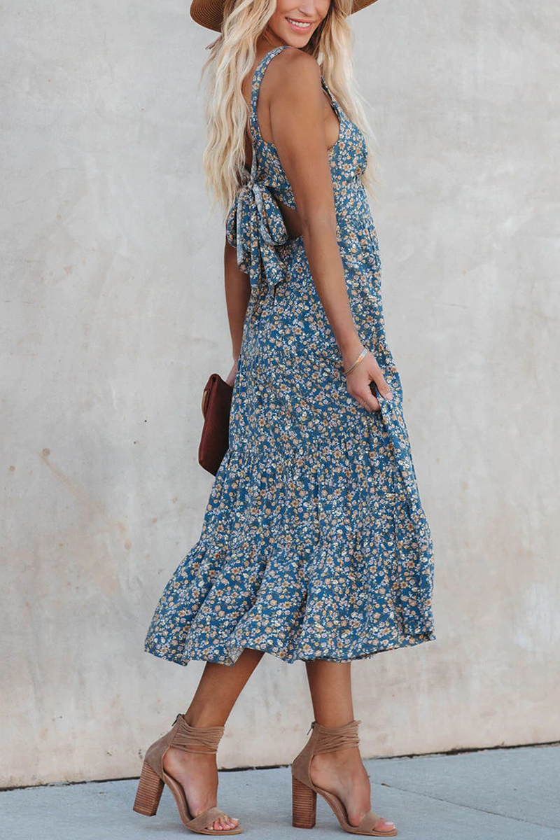 Rio Floral Tie Back Midi Dress