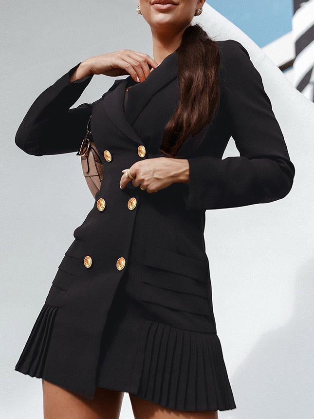 Lapel Coat Collar A Line Cardigan Dress