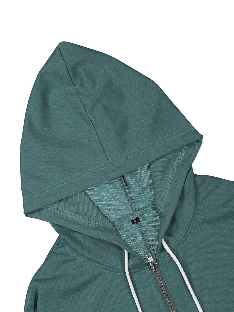 Casual Long Sleeve Zip Up Hoodie - Landing Closet