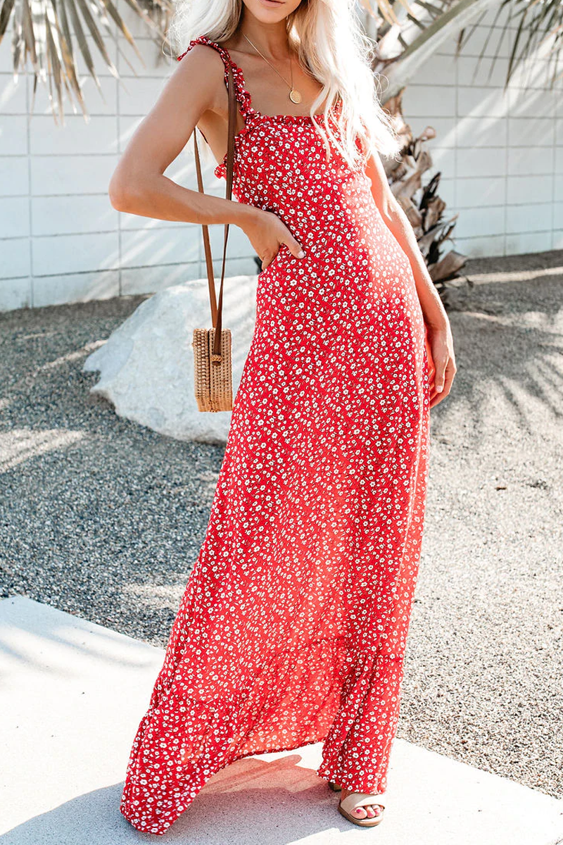 My Fair Lady Floral Ruffle Maxi Dress