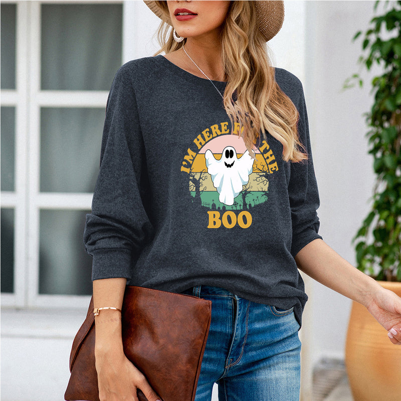 Boo Printed Long Sleeve Sweatshirt