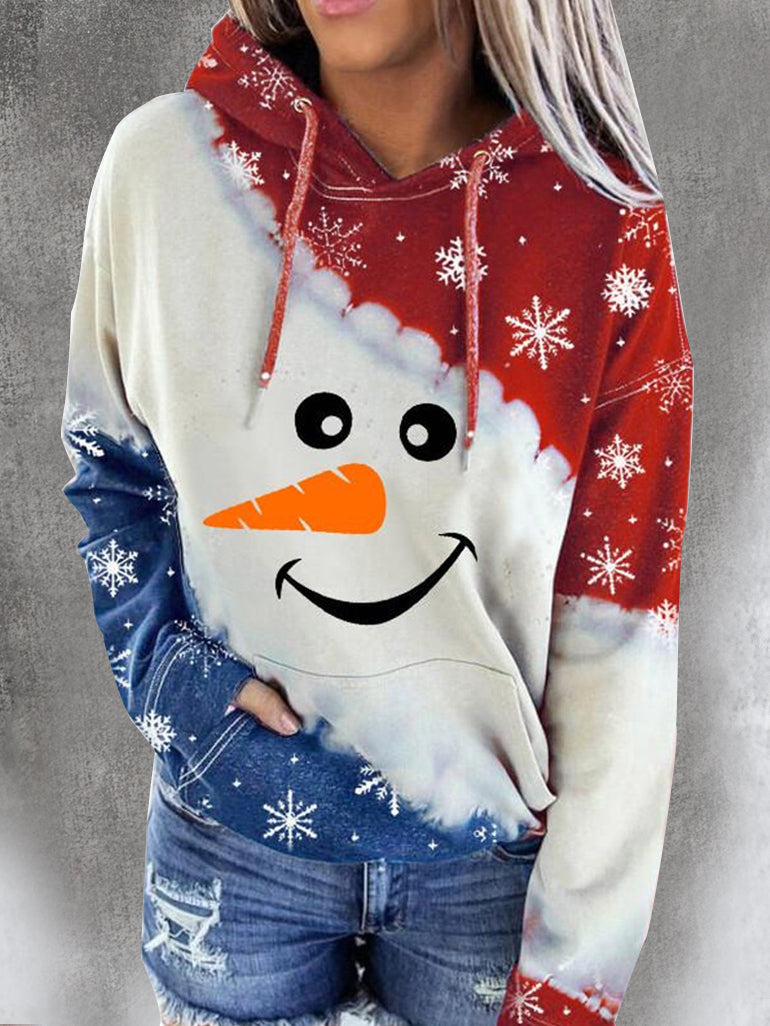 Casual Draw String Christmas Hoodie