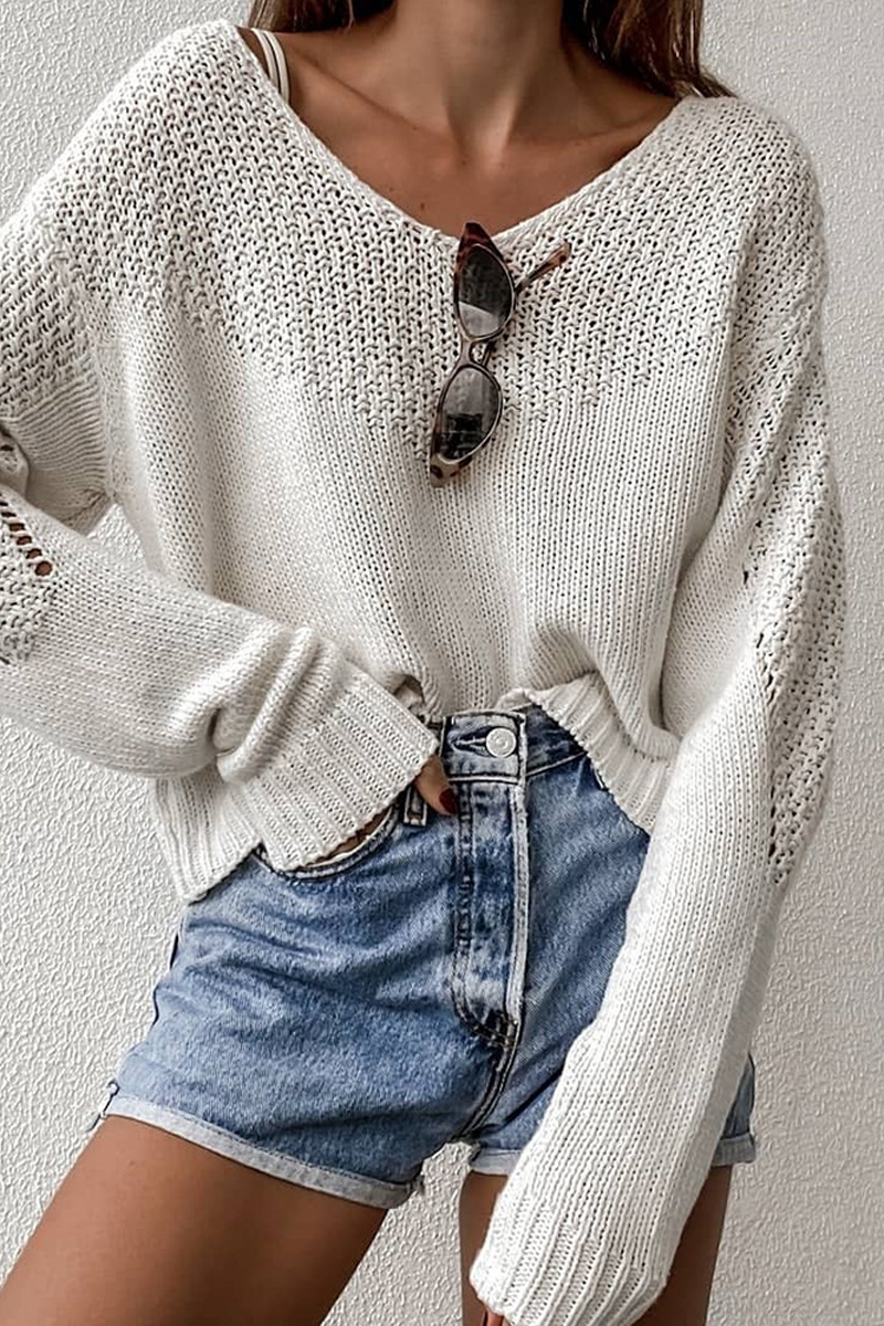 The Good Life Loose V-neck Knit Sweater