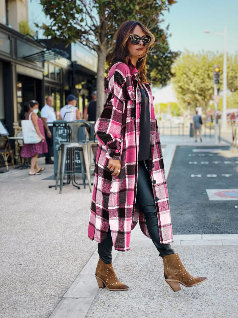 Casual Loose Button Down Plaid Cardigan