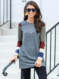 Long Sleeve Simple Scoop Neck T-shirt