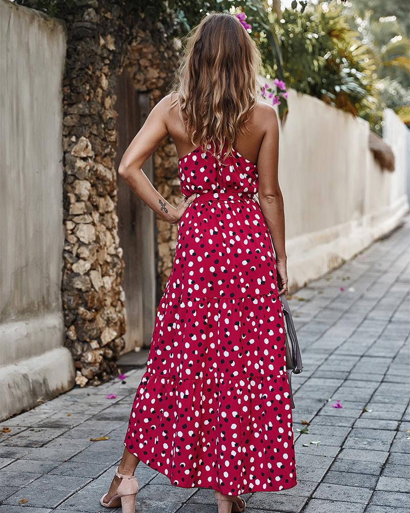 Polka Dot Sleeveless Long Dress