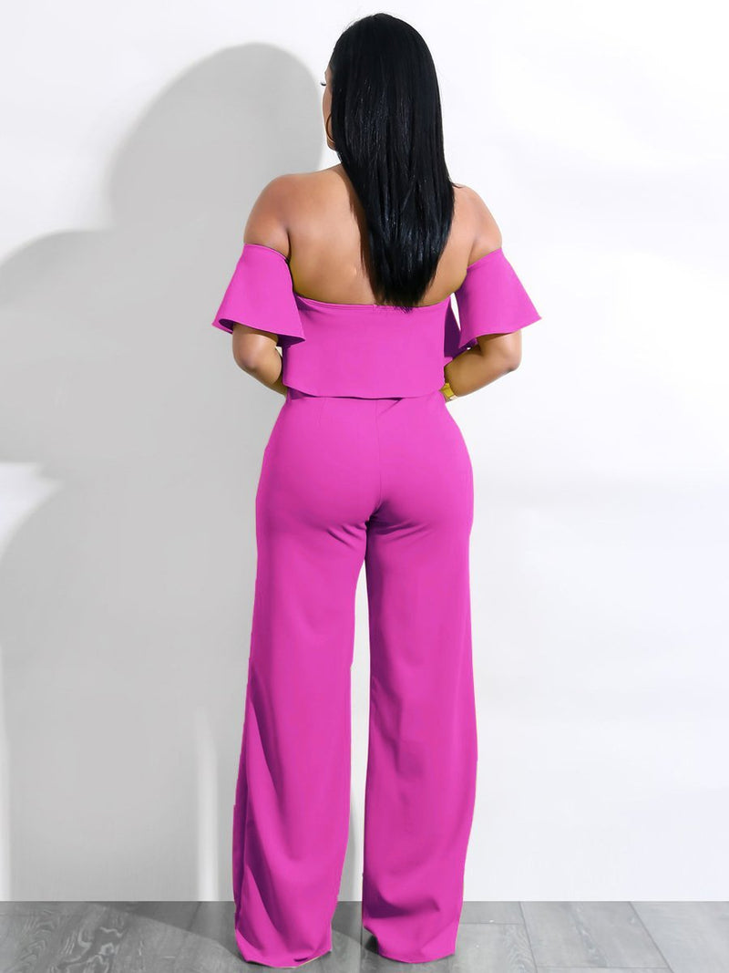 Ruffled Strap Wide Leg Jumpsuit