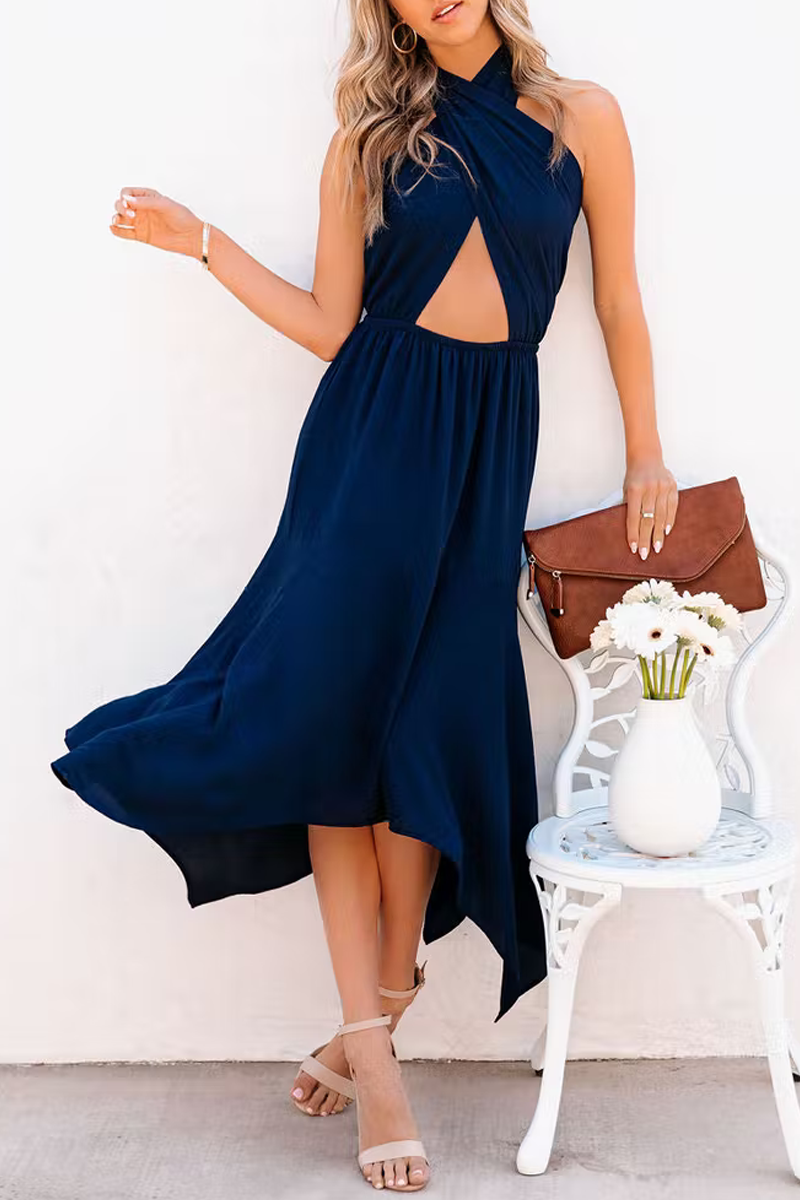 Marisol Halter Cutout Midi Dress