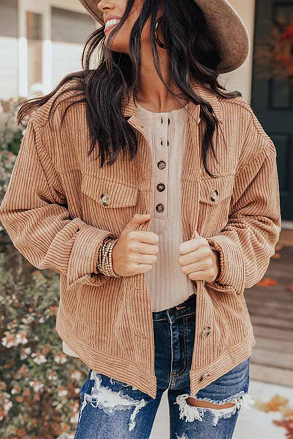 Loose Cardigan Corduroy Tops