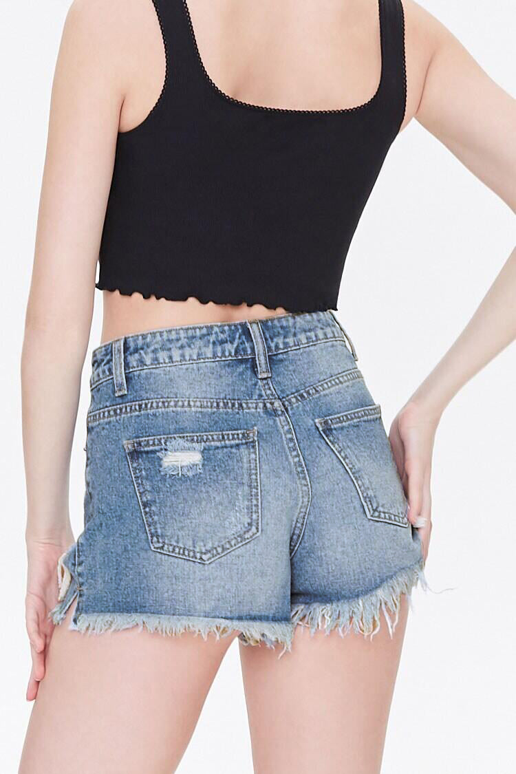 Casual Denim Shorts Frayed Raw Hem Ripped Jeans Shorts