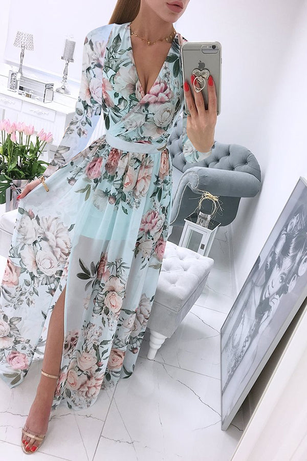 Enchant My Dreams Floral Slit Maxi Dress