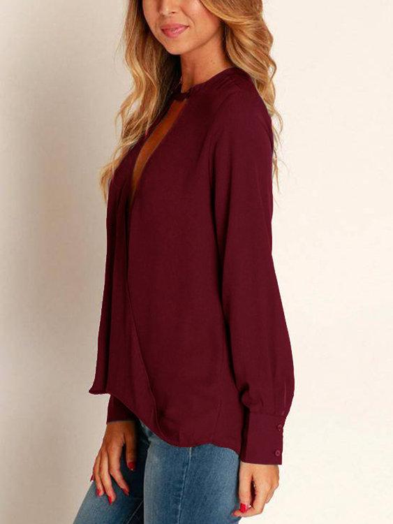 7/27 Wrap Front Deep V-neck Blouse - Landing Closet