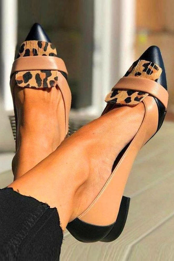 Leopard Point Toe Low Cut Flats