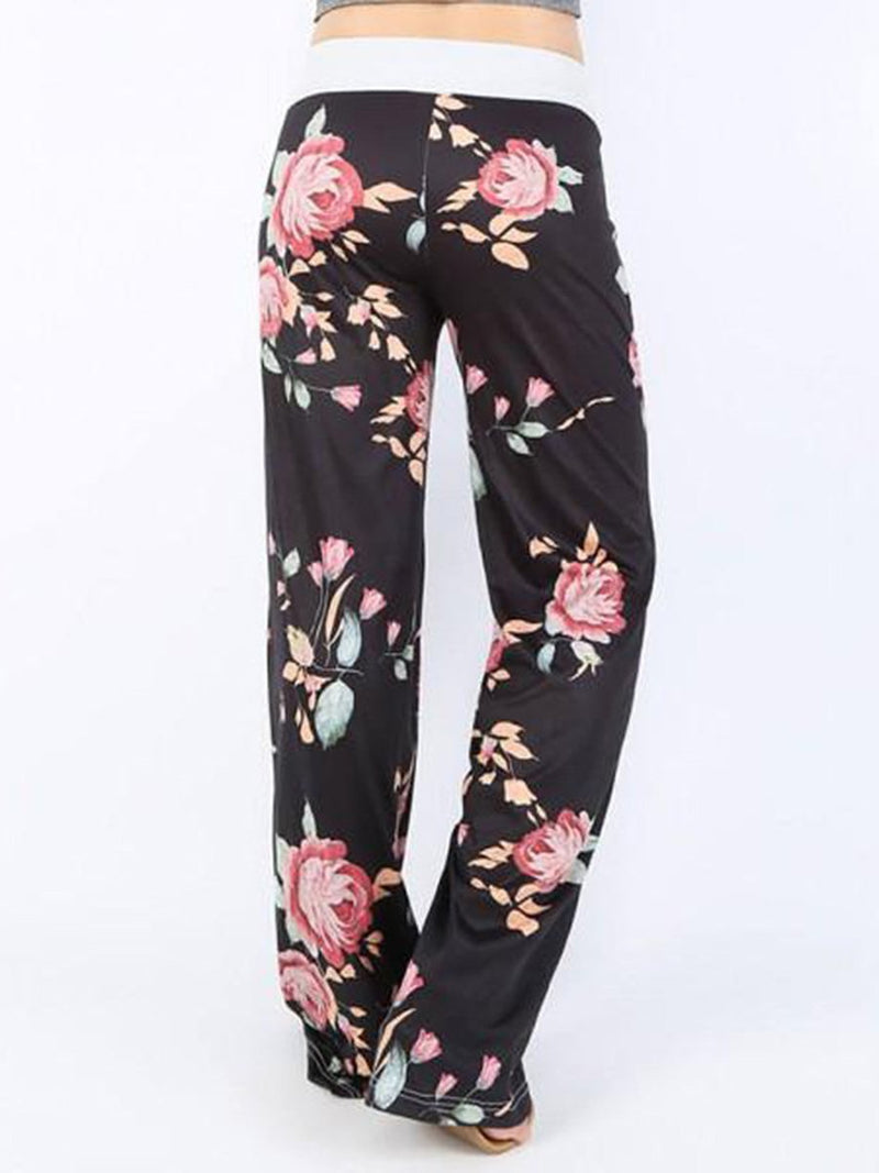 Women Drawstring Floral Jogger Loose Sports Sweat Pants