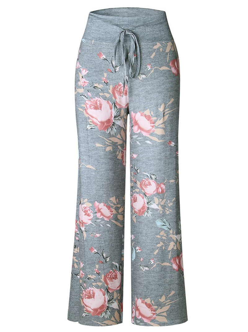 Women Drawstring Floral Jogger Loose Sports Sweat Pants