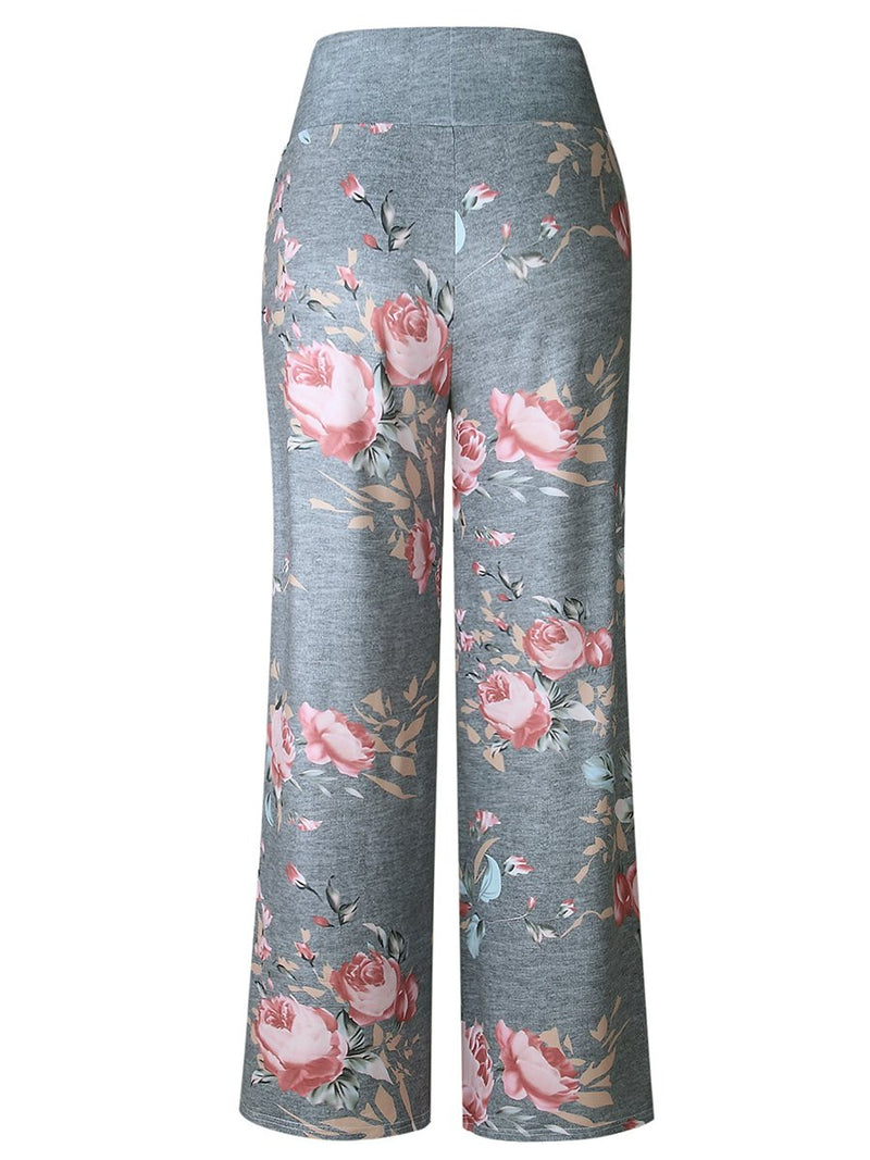 Women Drawstring Floral Jogger Loose Sports Sweat Pants