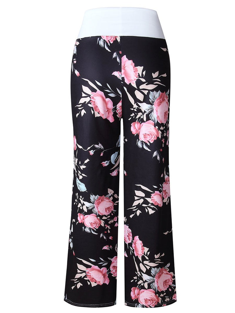 Women Drawstring Floral Jogger Loose Sports Sweat Pants