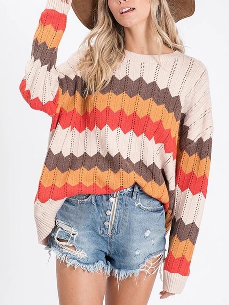 翻译0914 Zigzag Stripe Hit Color Sweater