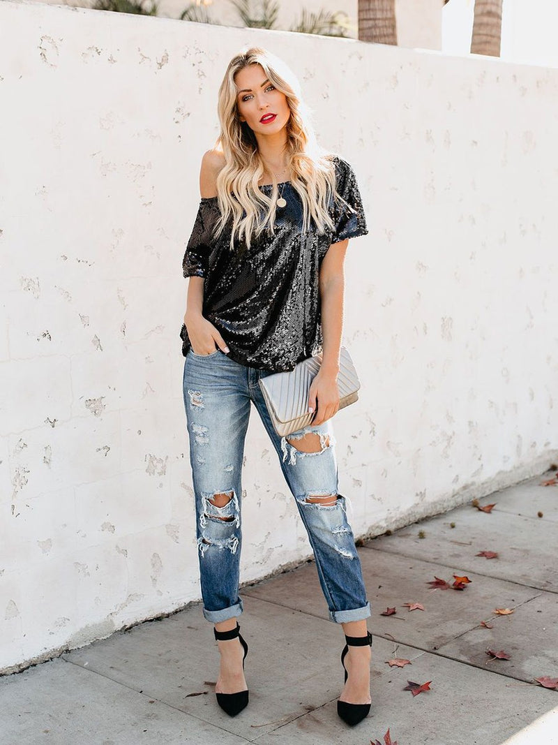 One Step Ahead Sequin Top