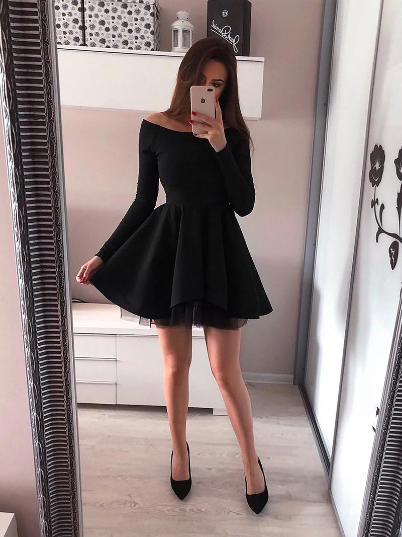 Long Sleeves Bodycon Ruffle Off Shoulder Mini Dress