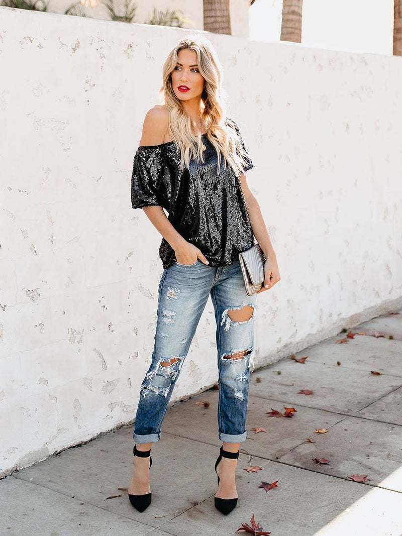 One Step Ahead Sequin Top