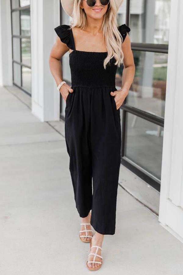 Perfectly Poised Smocked Detail Jumpsuit