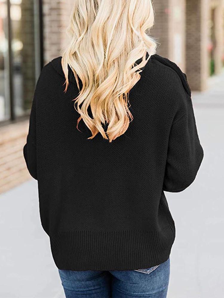 SHOULDER BUTTON SIDE LAPEL SWEATER