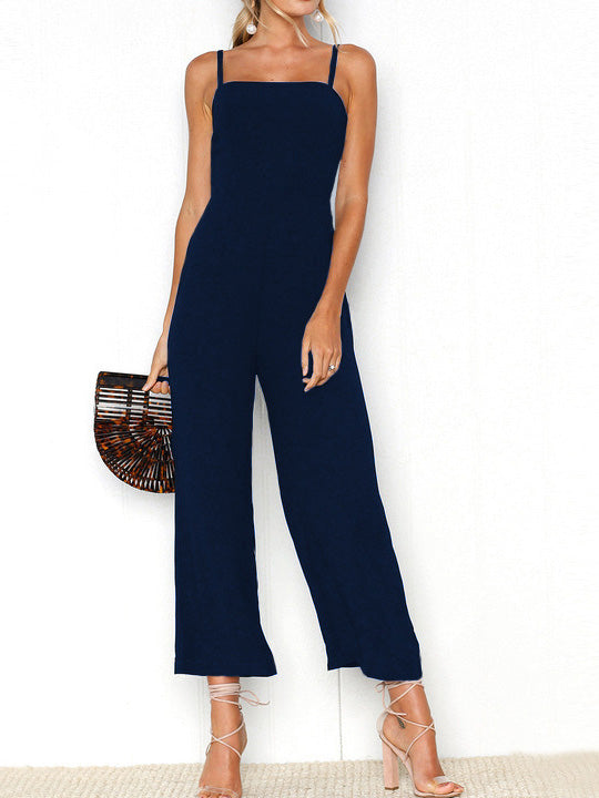 Women's Jumpsuits Solid Sling Sleeveless Casual Jumpsuit