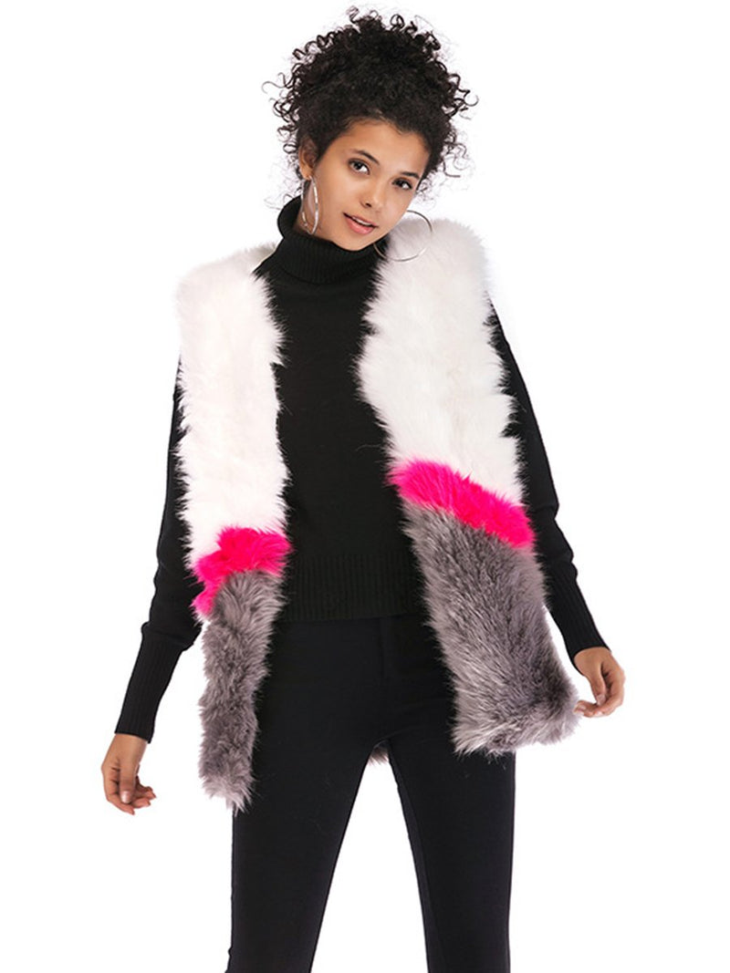 Faux Fur Sleeveless Stitching Plush Coat Jacket - Landing Closet