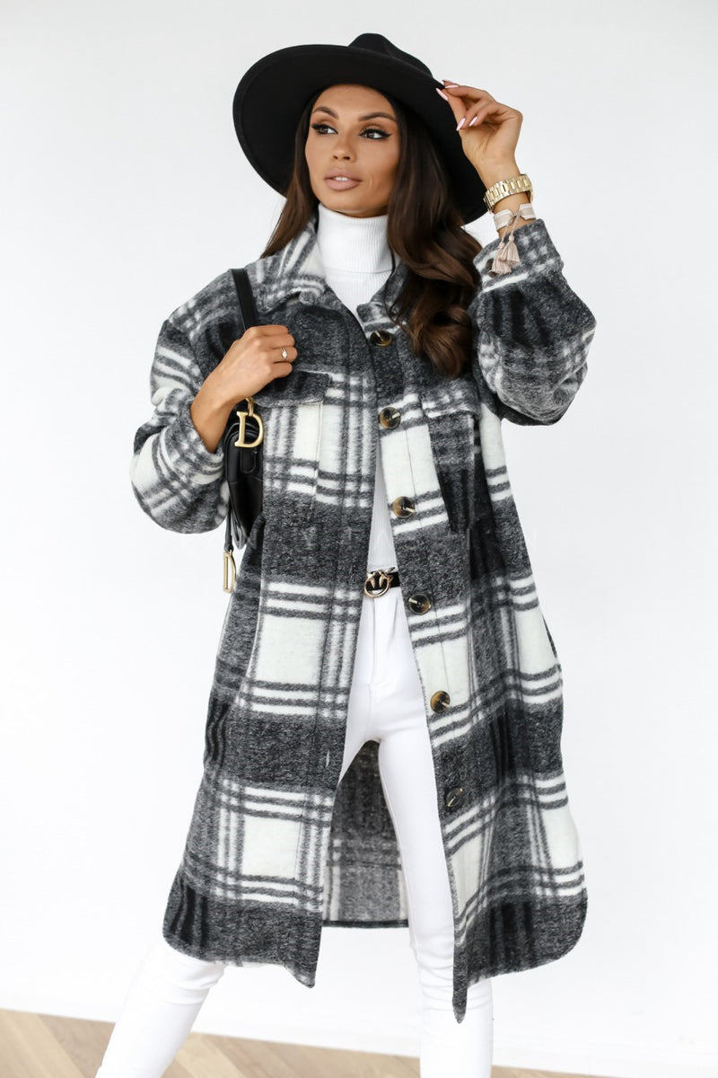 Plaid Benddown Collar Jacket Outerwear