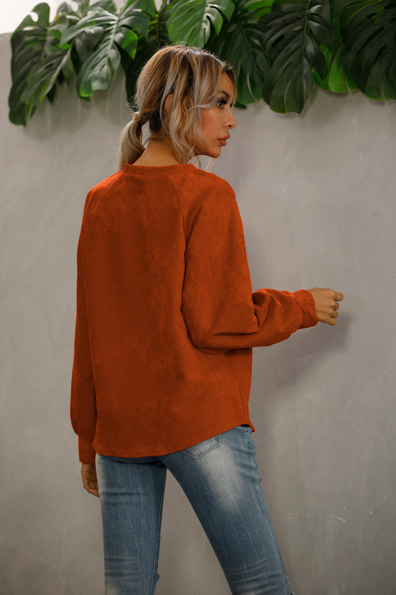 Casual V Neck Long Sleeve Top