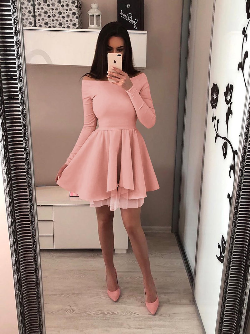 Long Sleeves Bodycon Ruffle Off Shoulder Mini Dress