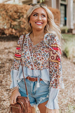 Wild Honey Boho Print Long Sleeve Top