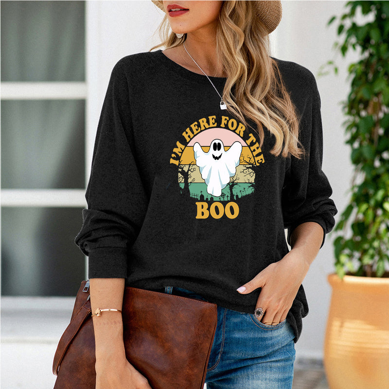 Boo Printed Long Sleeve Sweatshirt