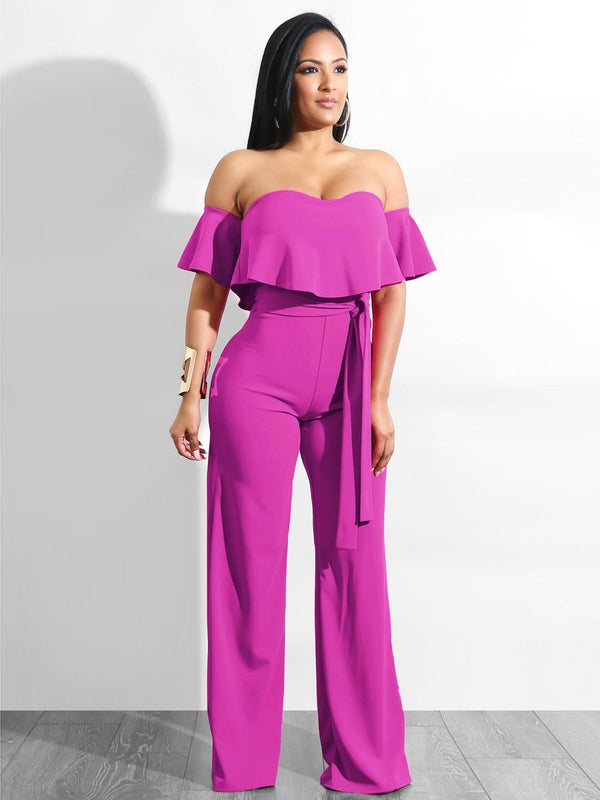 Ruffled Strap Wide Leg Jumpsuit