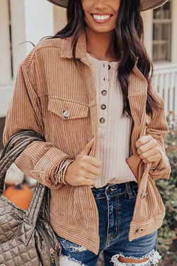 Loose Cardigan Corduroy Tops