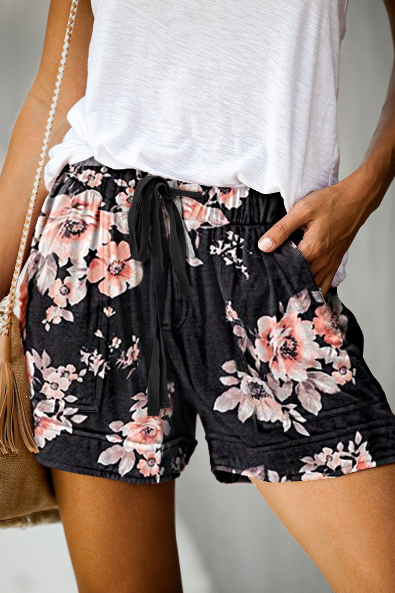 Camouflage Print Drawstring Shorts