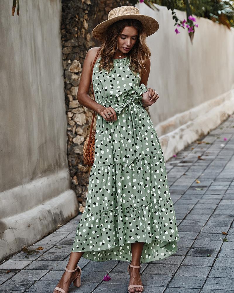 Polka Dot Sleeveless Long Dress