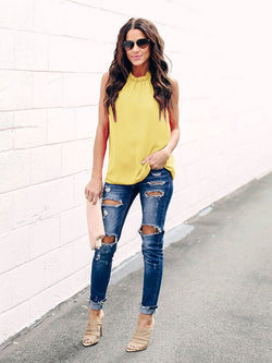 Round Neck Sleeveless T-shirt Top