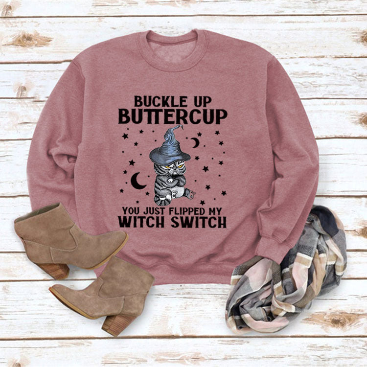 Buckle Up Printed Crew Neck Sweatshirt