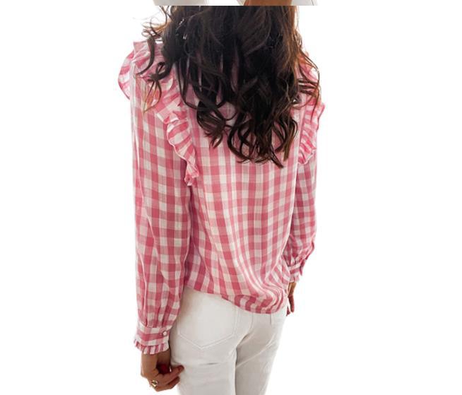 Ruffle Long Sleeve Button Down Blouse Top