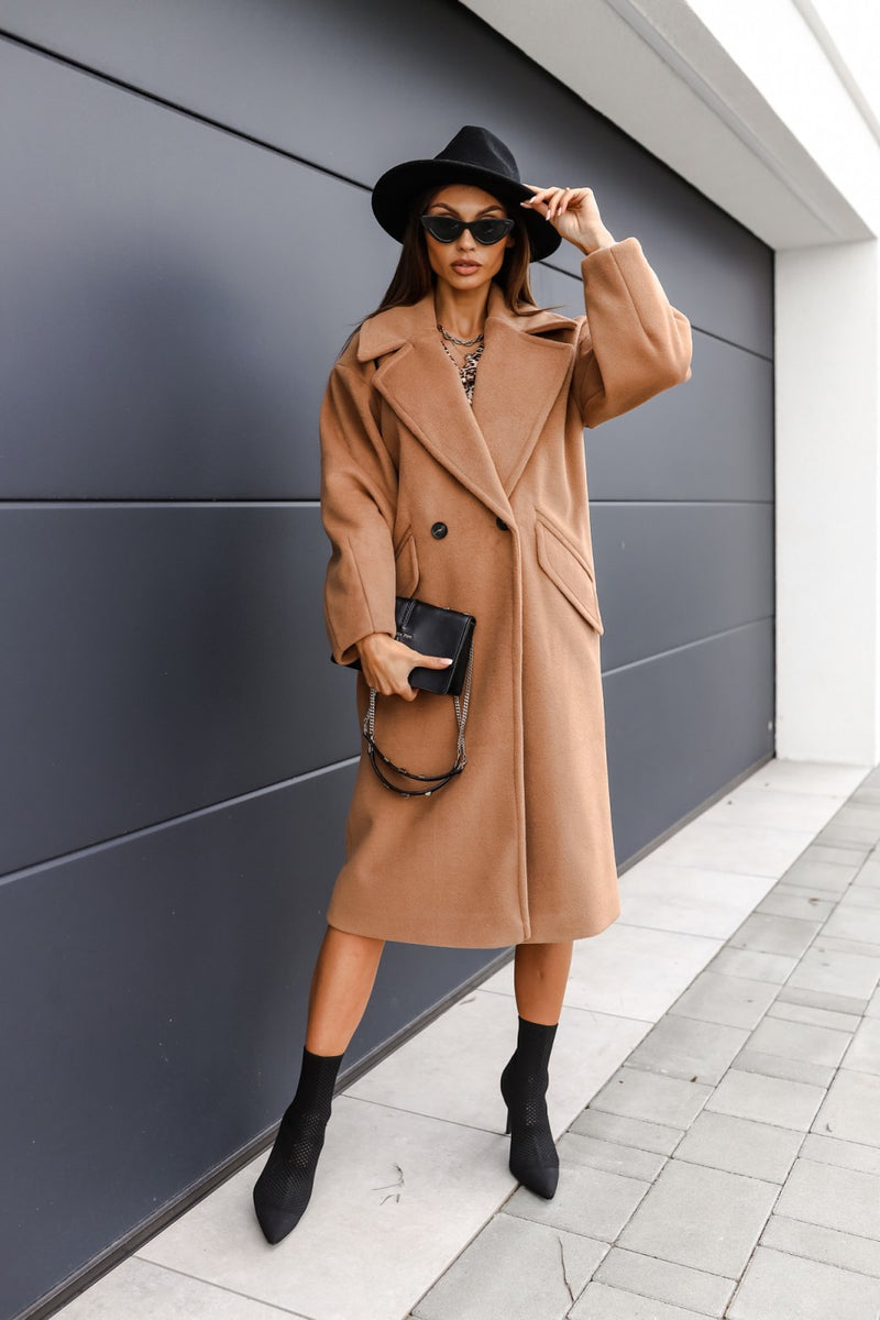 Lapel Open Front Long Jacket Trench Coat Outwear